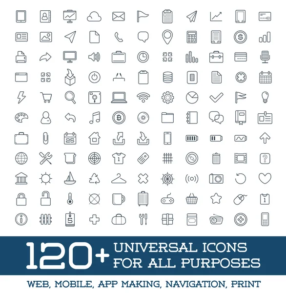 120 Universal Icons Set Royalty Free Stock Vectors