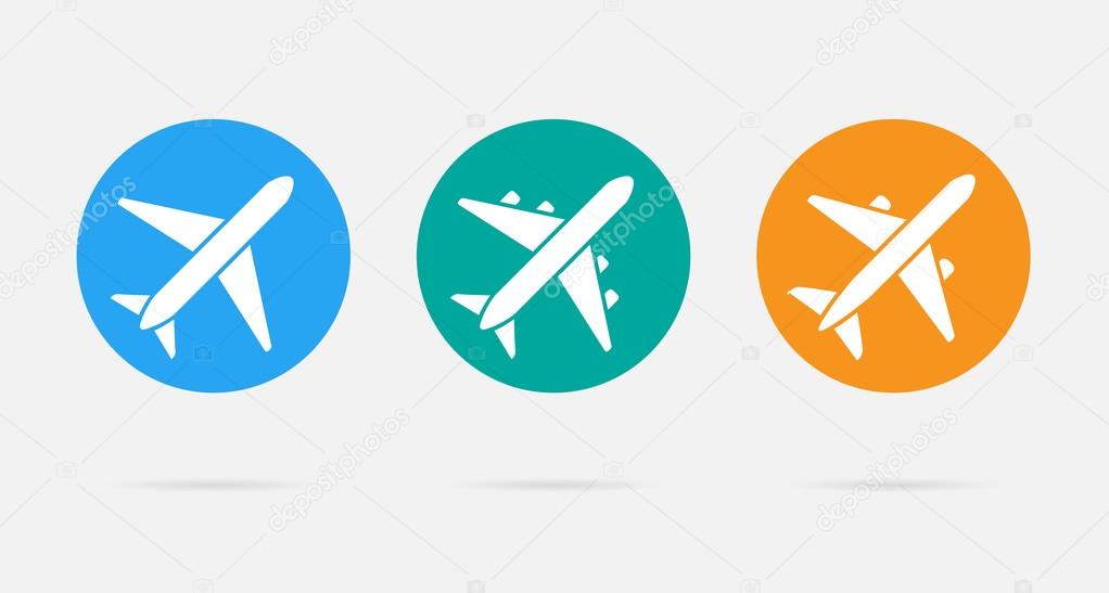 Aircraft or Airplane Flat Icons Set