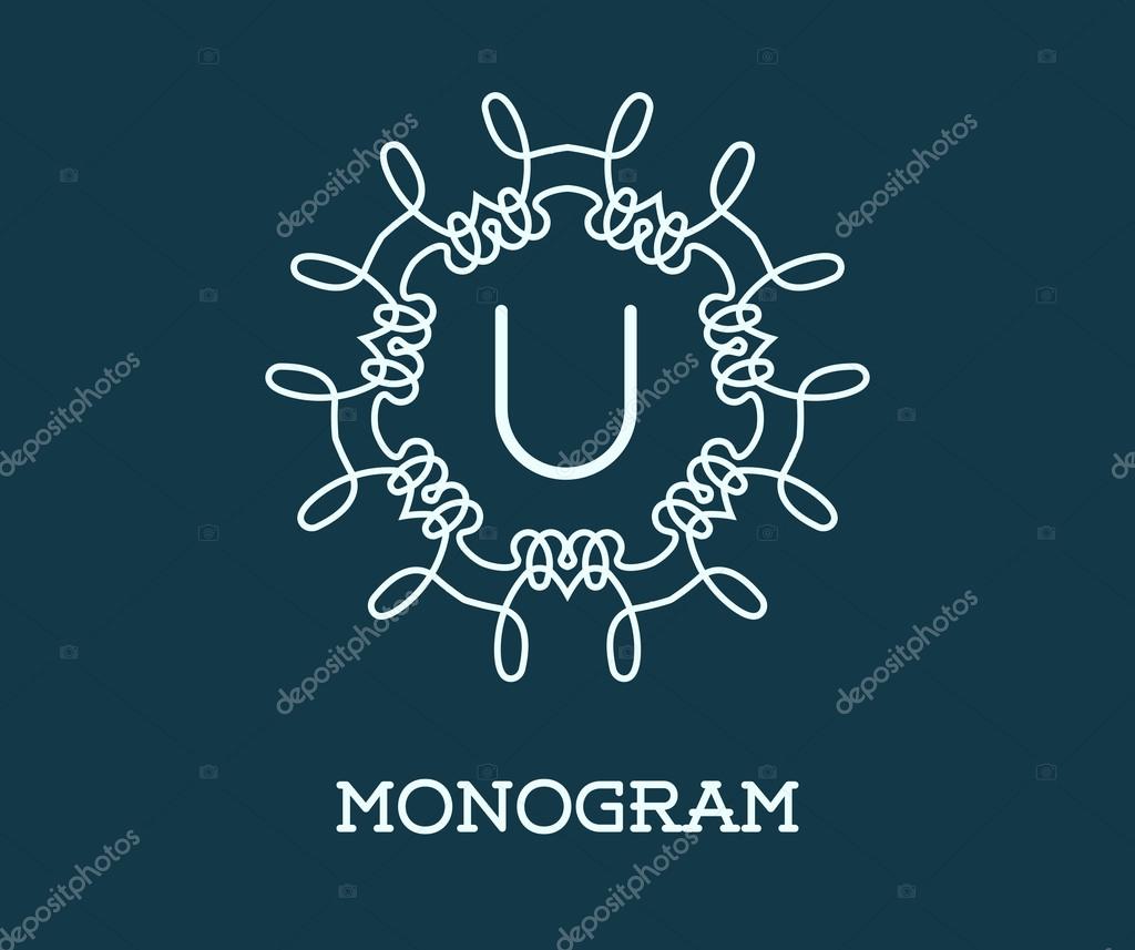 Monogram Design Template with Letter U Vector Illustration Premium Elegant Quality