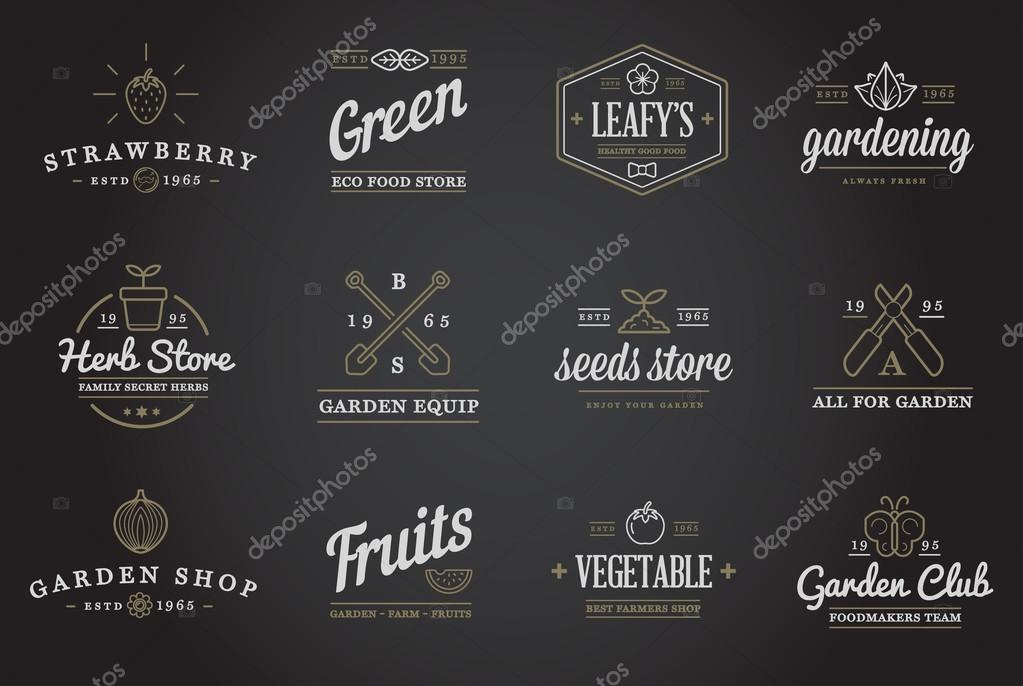 Set of Vector Garden and Farm Elements and Fruits or Vegetables Icons Illustration can be used as Logo or Icon in premium quality