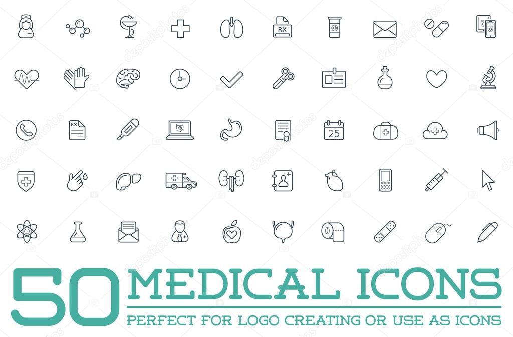 Set of 50 Medical Health Icons