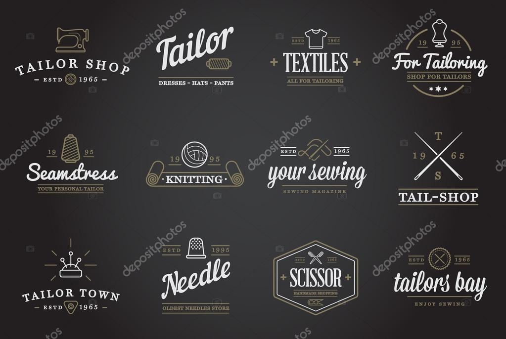 Set of Vector Tailoring Tailor Sew Elements and Sewing Knitting Illustration can be used as Logo or Icon in premium quality