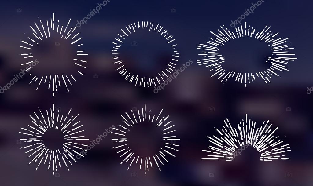Sun burst vintage shapes collection set of sun ray frames retro vector design elements