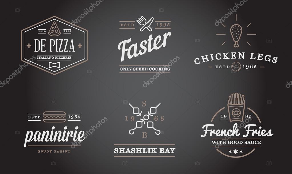 Set of Vector Fastfood Fast Food Elements Icons and Equipment as Illustration can be used as Logo or Icon in premium quality