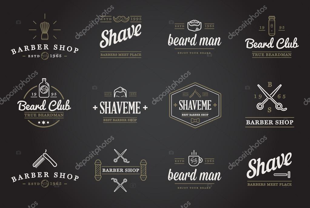 Set of Vector Barber Shop Elements and Shave Shop Icons Illustration can be used as Logo or Icon in premium quality