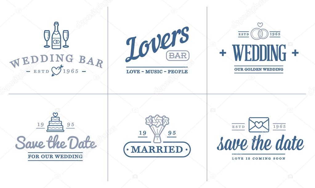 Set of Vector Wedding Love Elements Merry Me Illustration can be used as Logo or Icon in premium quality