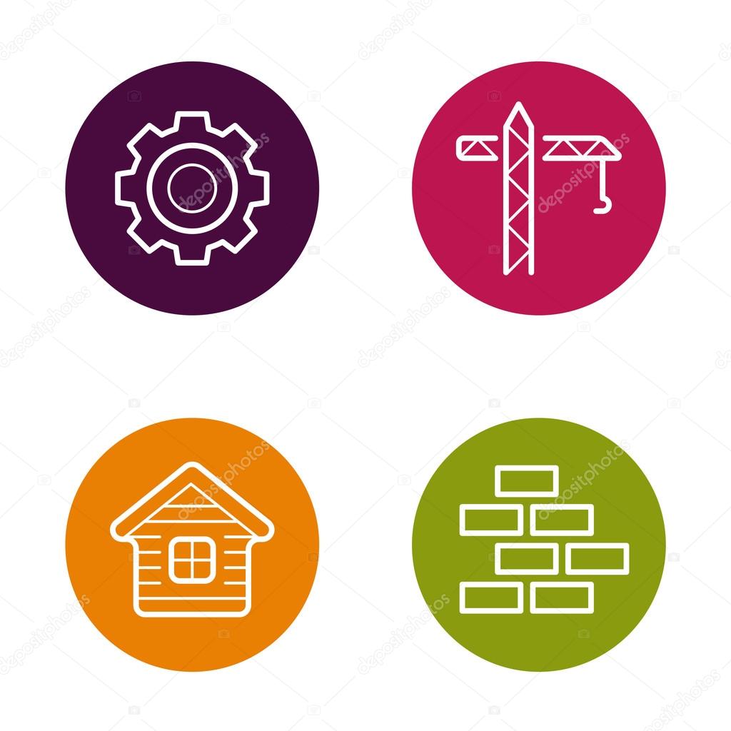 Vector Round Circle Industry Buttons with Icons can be used as Logo or Icon