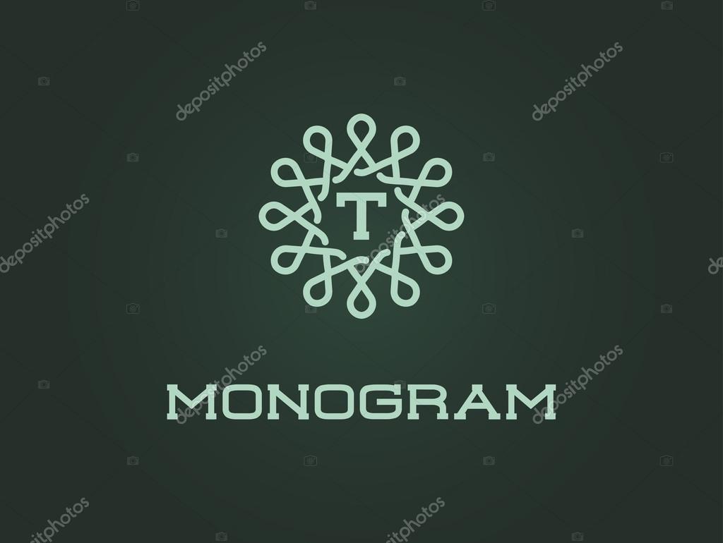 Compact Monogram Design Template with Letter T. Vector Illustration Premium Elegant Quality