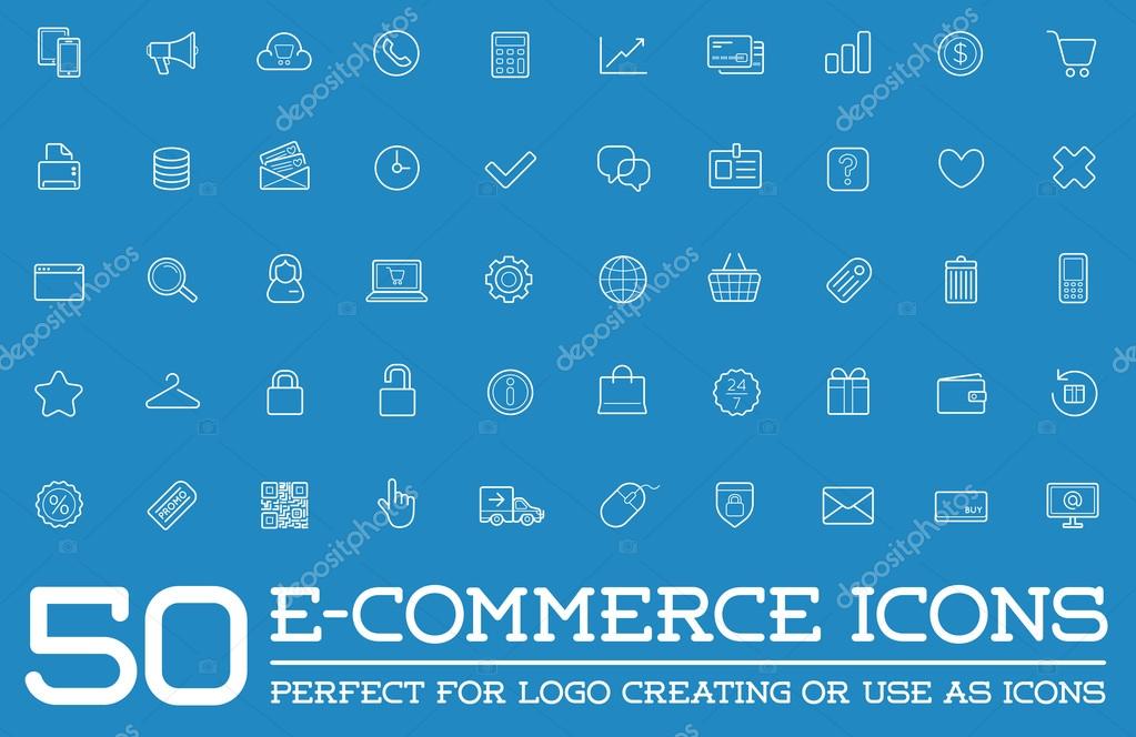 Set of 50 Vector E-Commerce Icons Shopping and Online can be used as Logo or Icon in premium quality