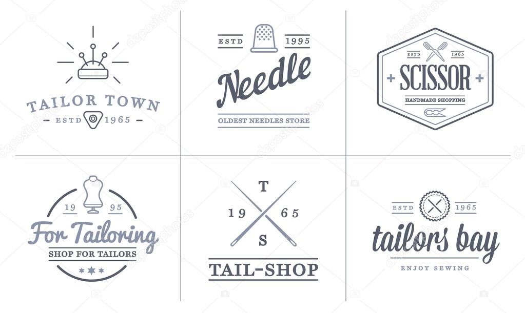 Set of Vector Tailoring Tailor Sew Elements and Sewing Knitting Illustration can be used as Logo or Icon in premium quality