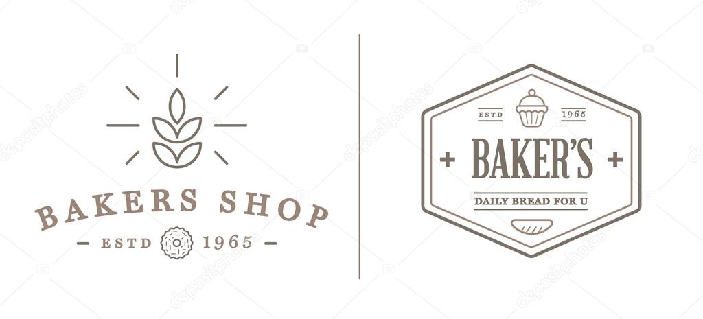 Set of Vector Bakery Pastry Elements and Bread Icons Illustration can be used as Logo or Icon in premium quality