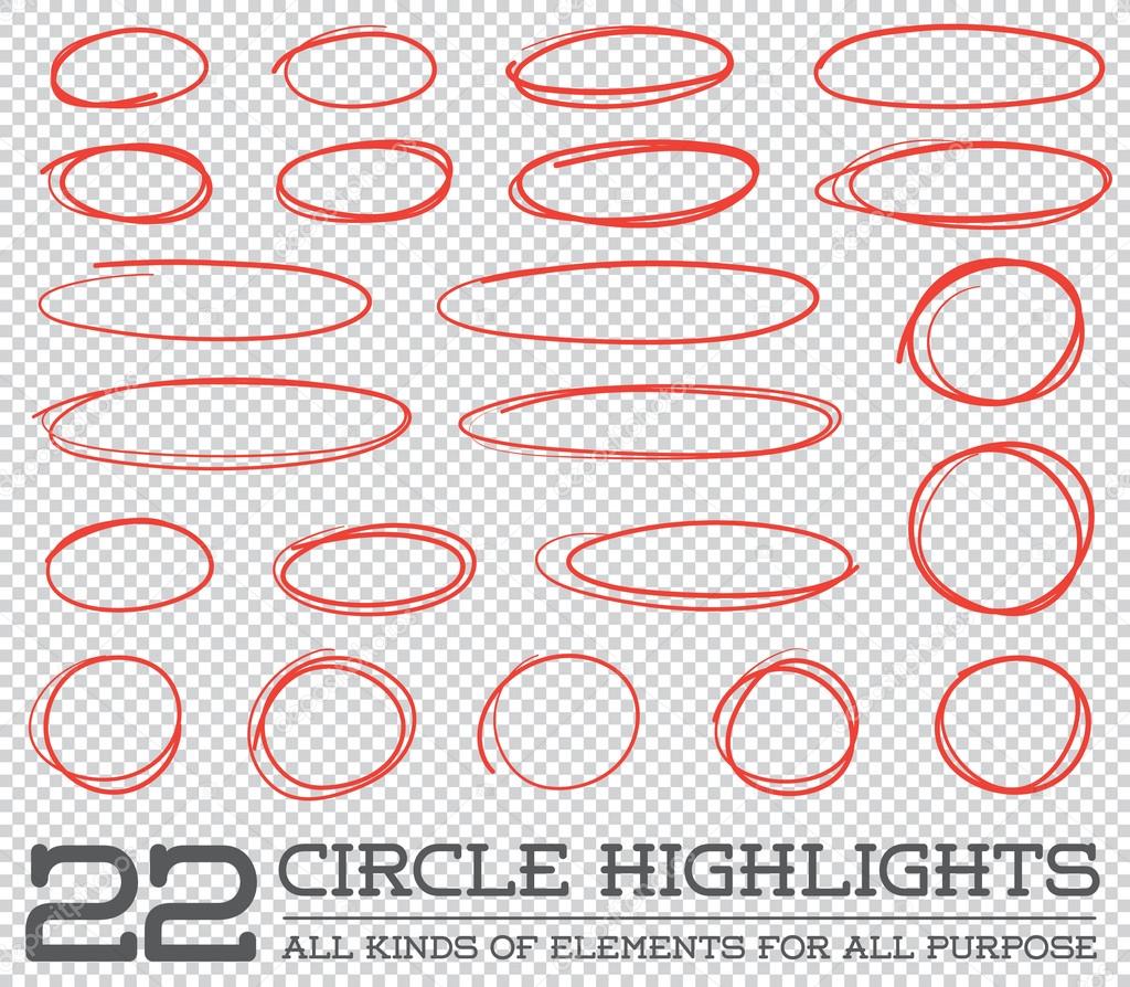 Red Hand Drawn Circles Set