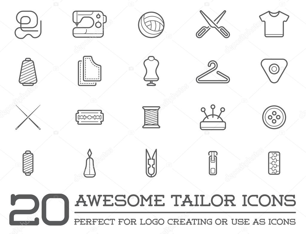 Set of Vector Tailoring Tailor Sew Elements and Sewing Knitting Illustration can be used as Logo or Icon in premium quality