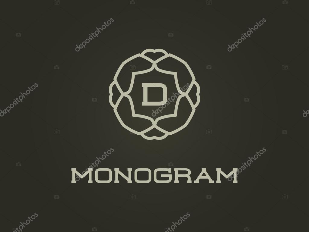 Compact Monogram Design Template with Letter D. Vector Illustration Premium Elegant Quality