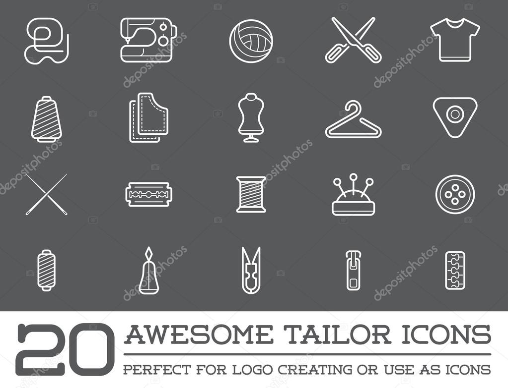Set of Vector Tailoring Tailor Sew Elements and Sewing Knitting Illustration can be used as Logo or Icon in premium quality