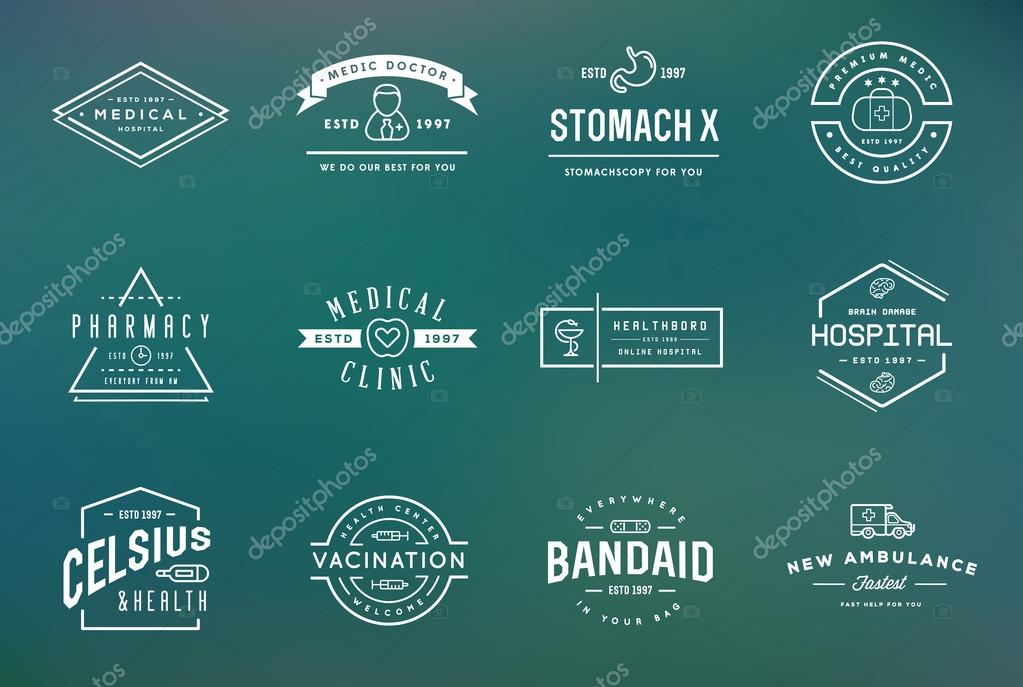 Medicine Health Vector Symbols Icons Can Be Used as Logotype Element or Icon, Illustration Ready for Print or Plotter Cut or Using as Logotype with High Quality