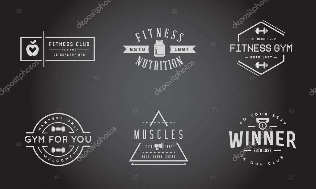 Set of Vector Fitness Aerobics Gym Elements and Fitness Icons Illustration can be used as Logo or Icon in premium quality