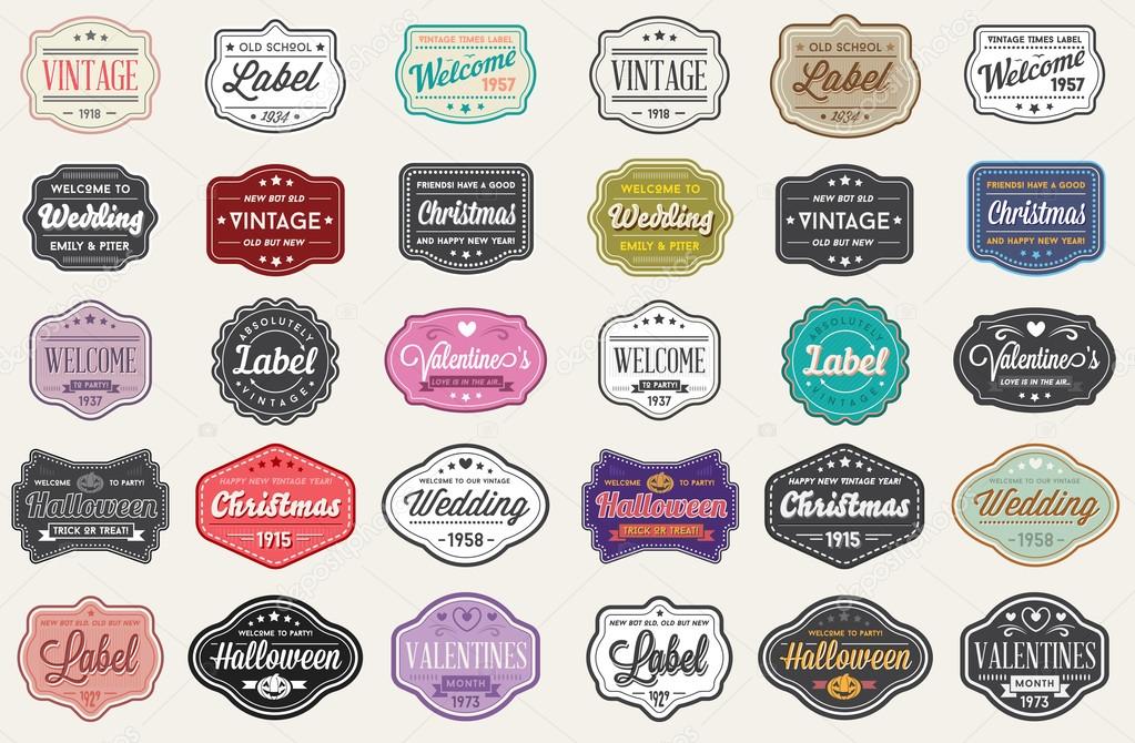 30 of Vintage Retro Styled Labels