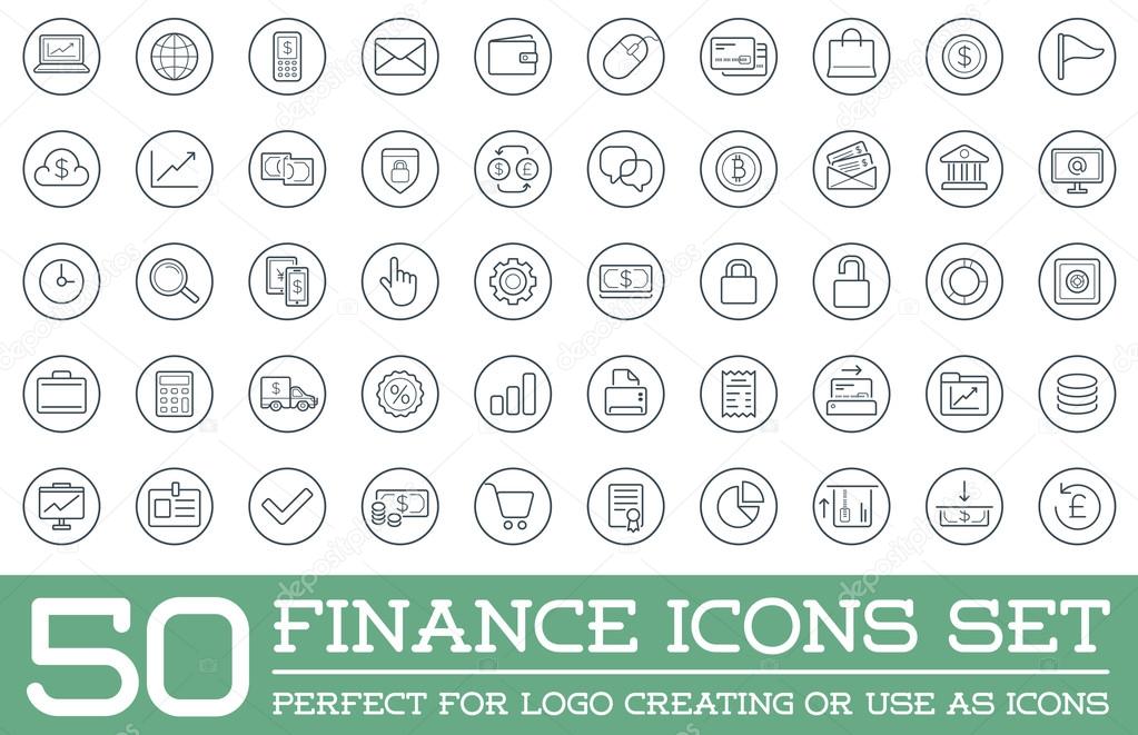 Set of 50 Finance Money Icons