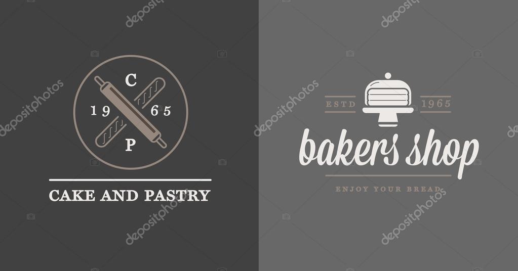 Set of Vector Bakery Pastry Elements and Bread Icons Illustration can be used as Logo or Icon in premium quality