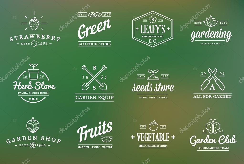 Set of Vector Garden and Farm Elements and Fruits or Vegetables Icons Illustration can be used as Logo or Icon in premium quality