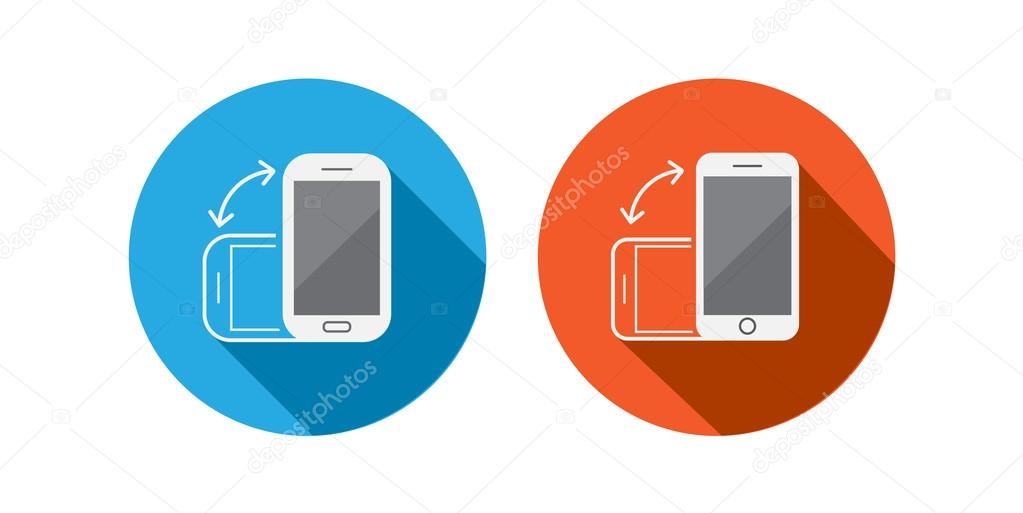 Rotate Flat Smartphone or Tablet Icons