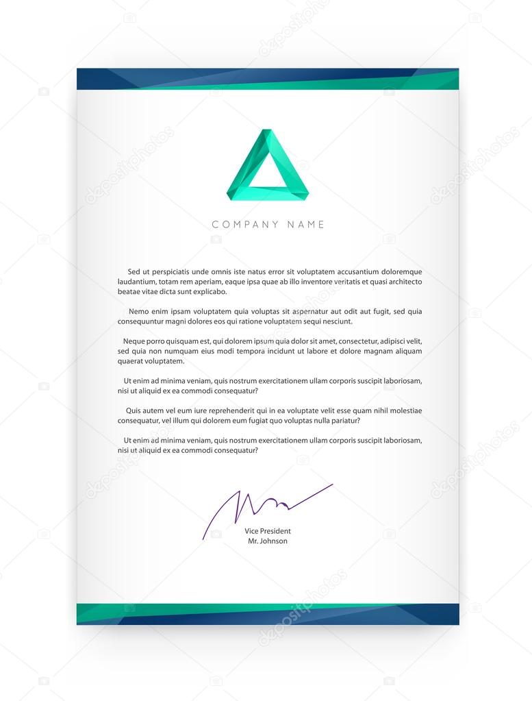 Visual identity with letter logo elements polygonal style Letterhead and geometric triangular design style brochure cover template mockups for business with Fictitious name
