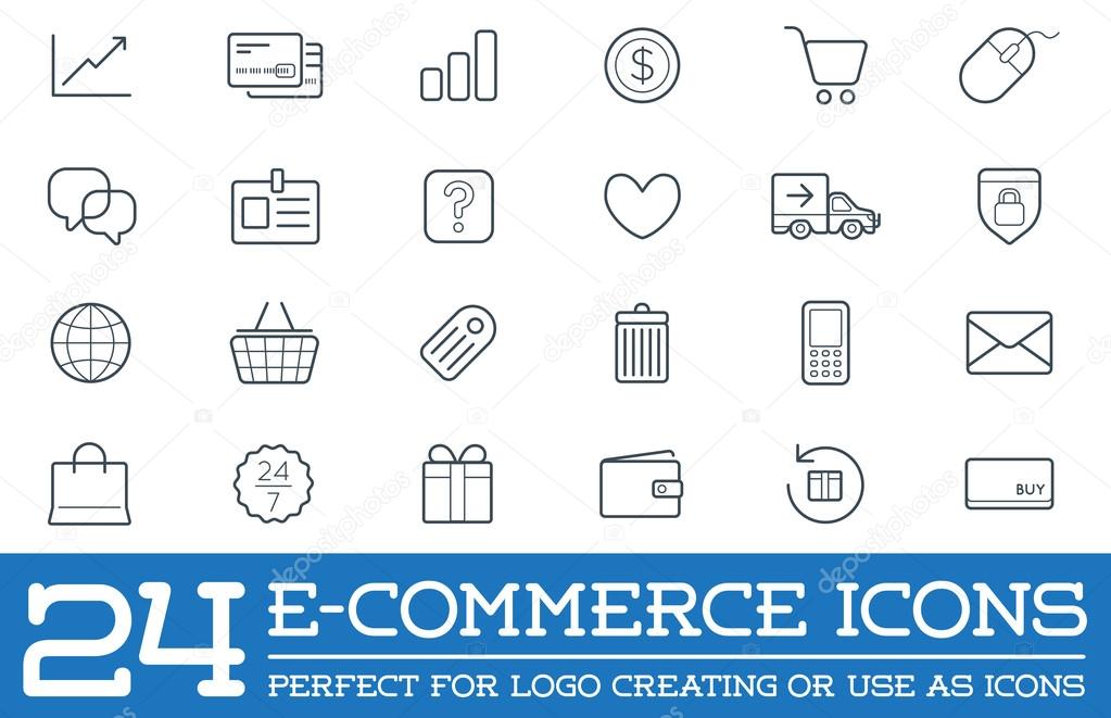 Set of 24 Vector E-Commerce Icons Shopping and Online can be used as Logo or Icon in premium quality