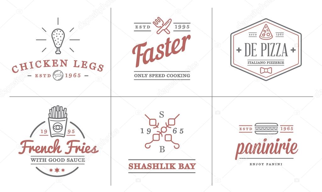 Set of Vector Fastfood Fast Food Elements Icons and Equipment as Illustration can be used as Logo or Icon in premium quality