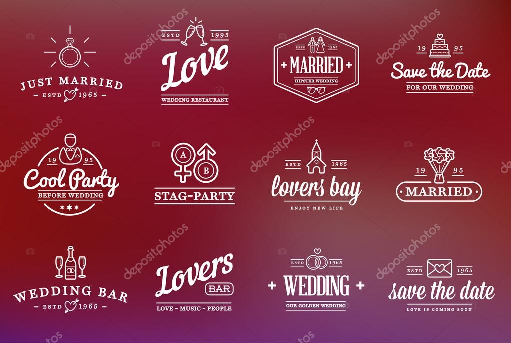 Set of Vector Wedding Love Elements Merry Me Illustration can be used as Logo or Icon in premium quality