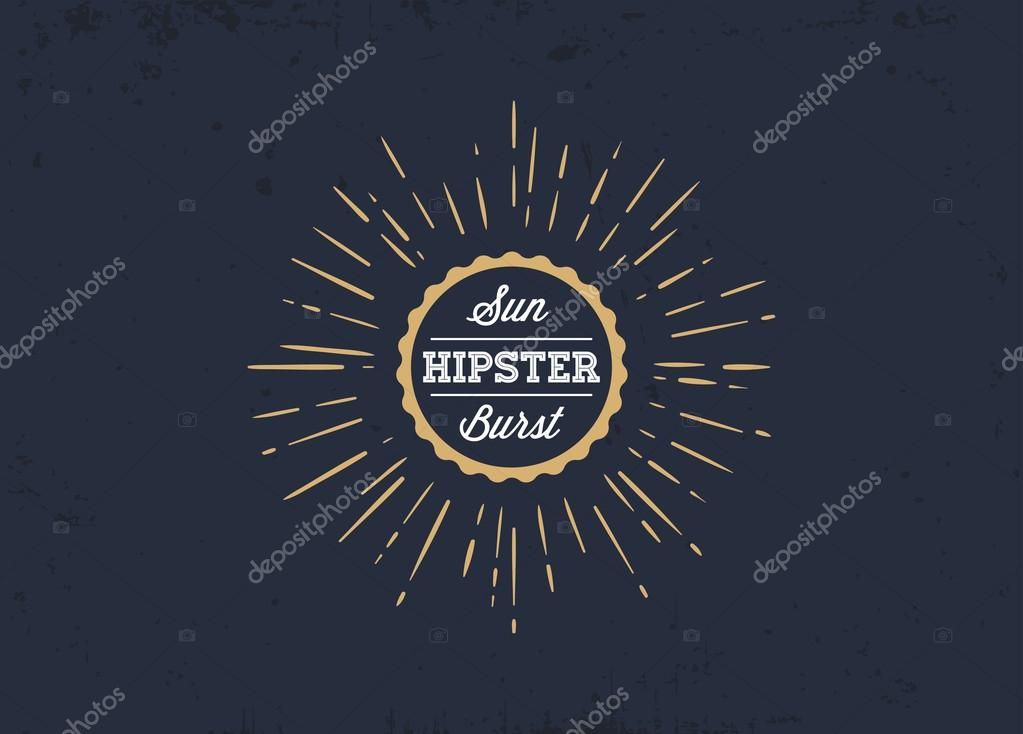 Sun burst vintage shapes of sun ray frame retro vector design element