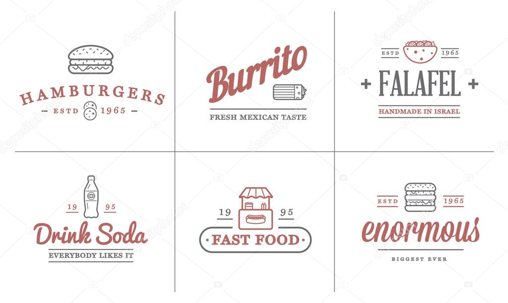 Set of Vector Fastfood Fast Food Elements Icons and Equipment as Illustration can be used as Logo or Icon in premium quality