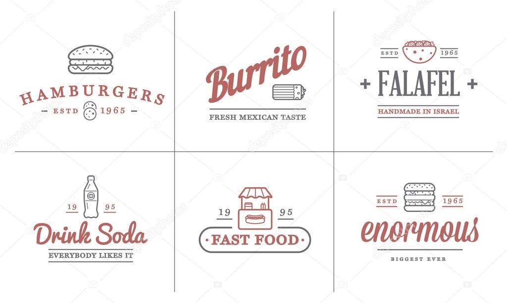 Set of Fast Food Elements Icons