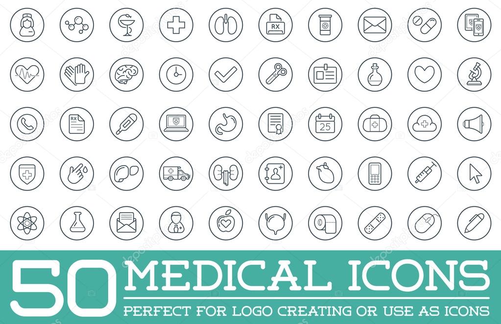 Set of 50 Medical Health Icons