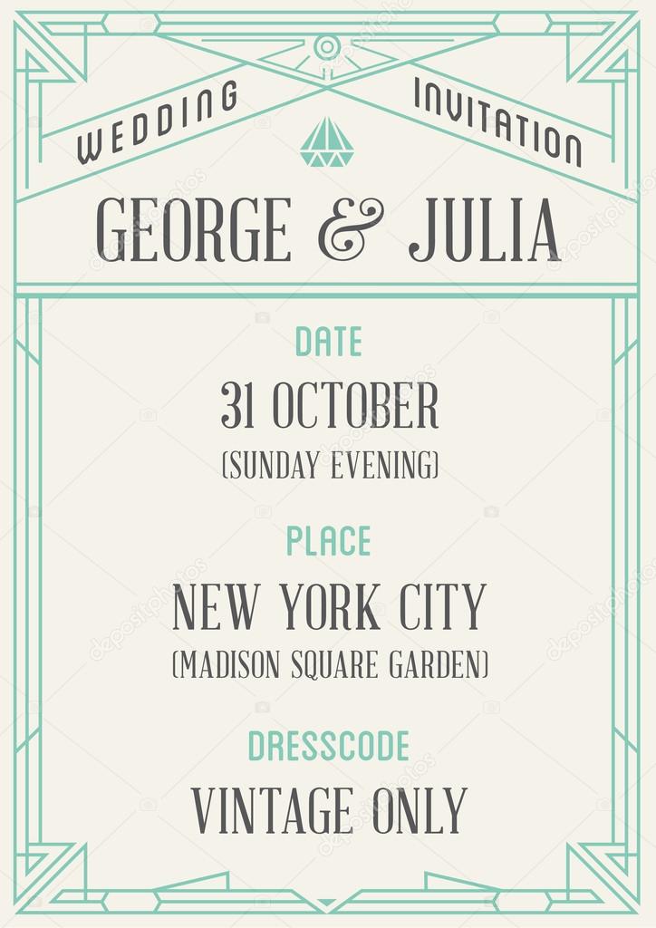 Vintage Style Invitation for Wedding Party