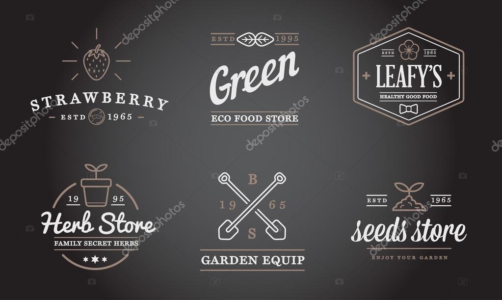 Set of Vector Garden and Farm Elements and Fruits or Vegetables Icons Illustration can be used as Logo or Icon in premium quality