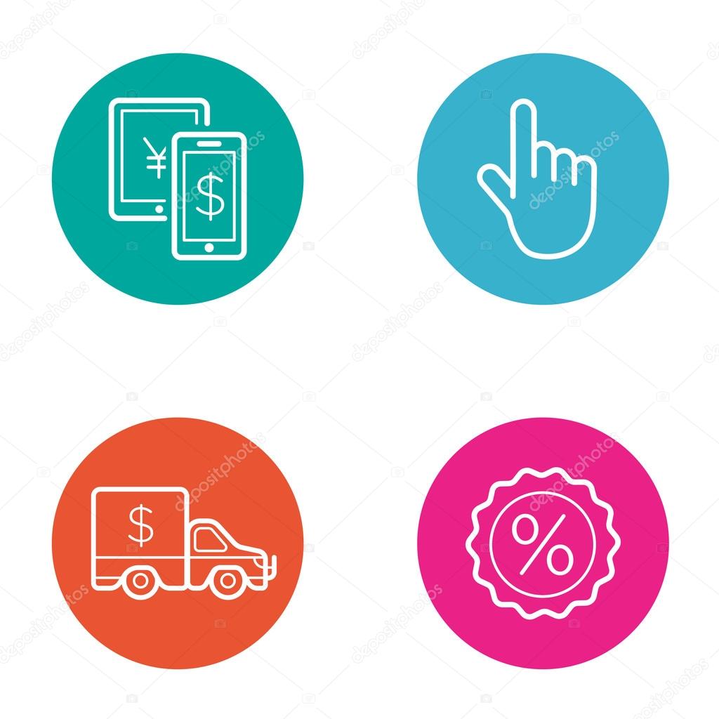 Vector Round Circle Buttons with Icons can be used as Logo or Icon