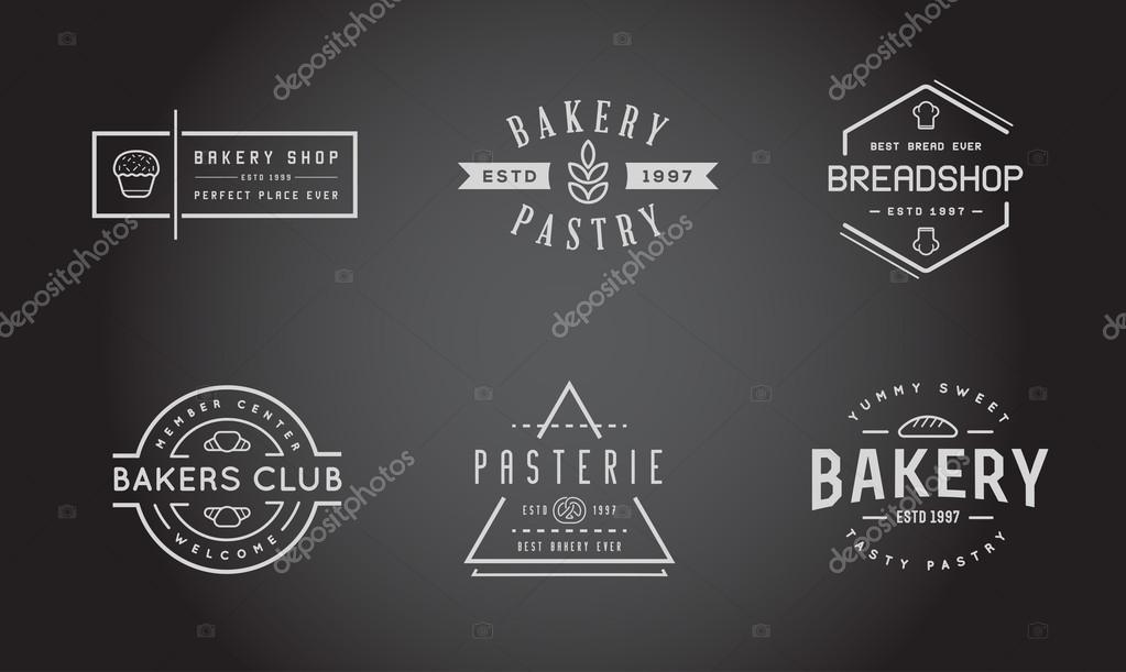 Set of Vector Bakery Pastry Elements and Bread Icons Illustration can be used as Logo or Icon in premium quality