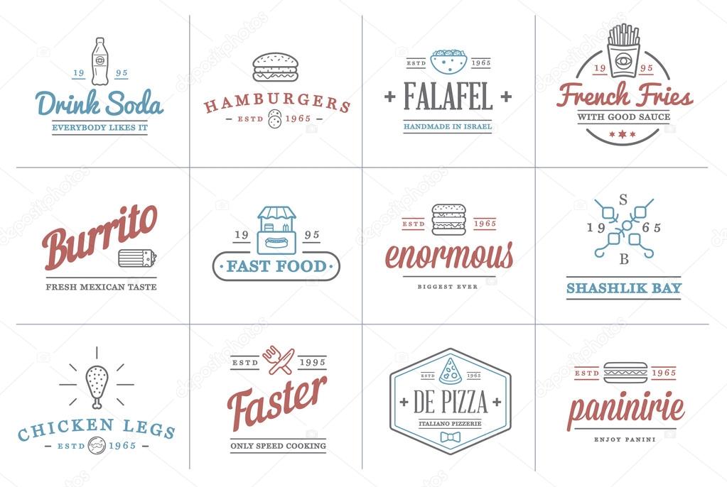 Set of Fast Food Elements Icons