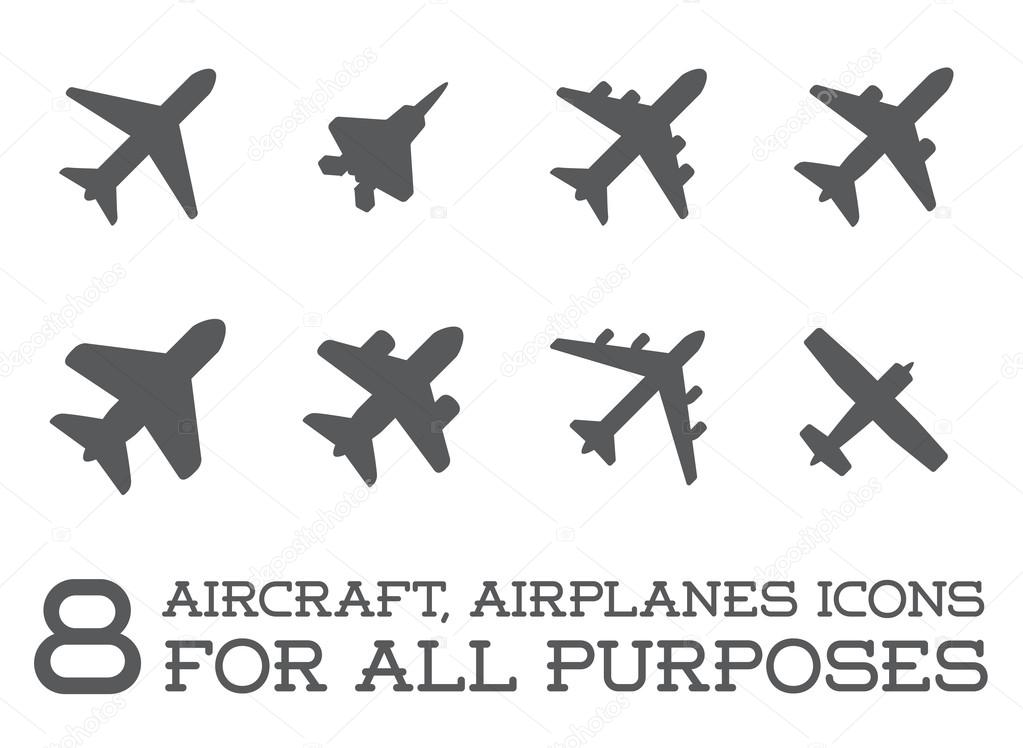 Aircraft or Airplane Icons Set