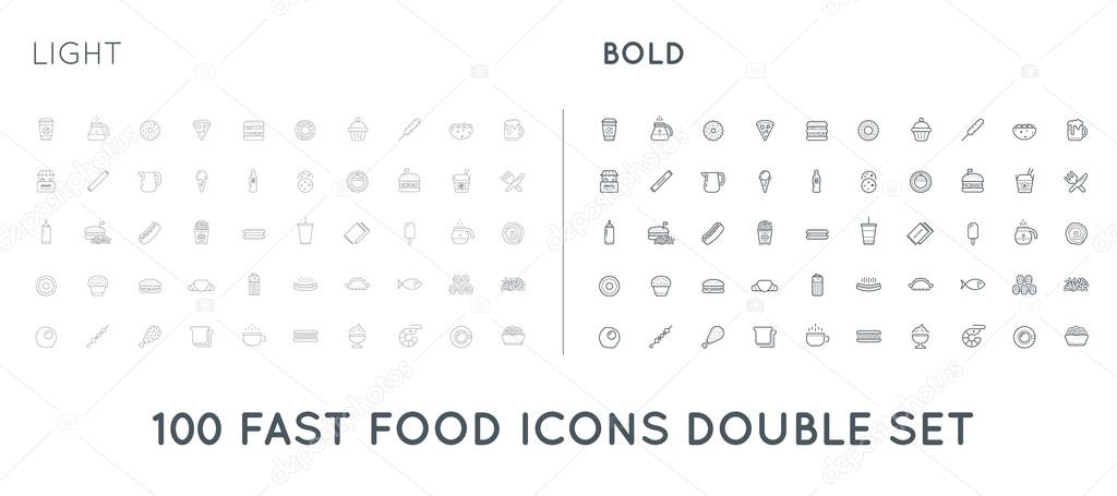 Set of Fast Food Elements Icons