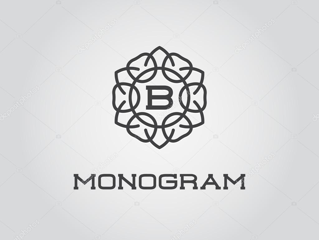Compact Monogram Design Template with Letter B. Vector Illustration Premium Elegant Quality