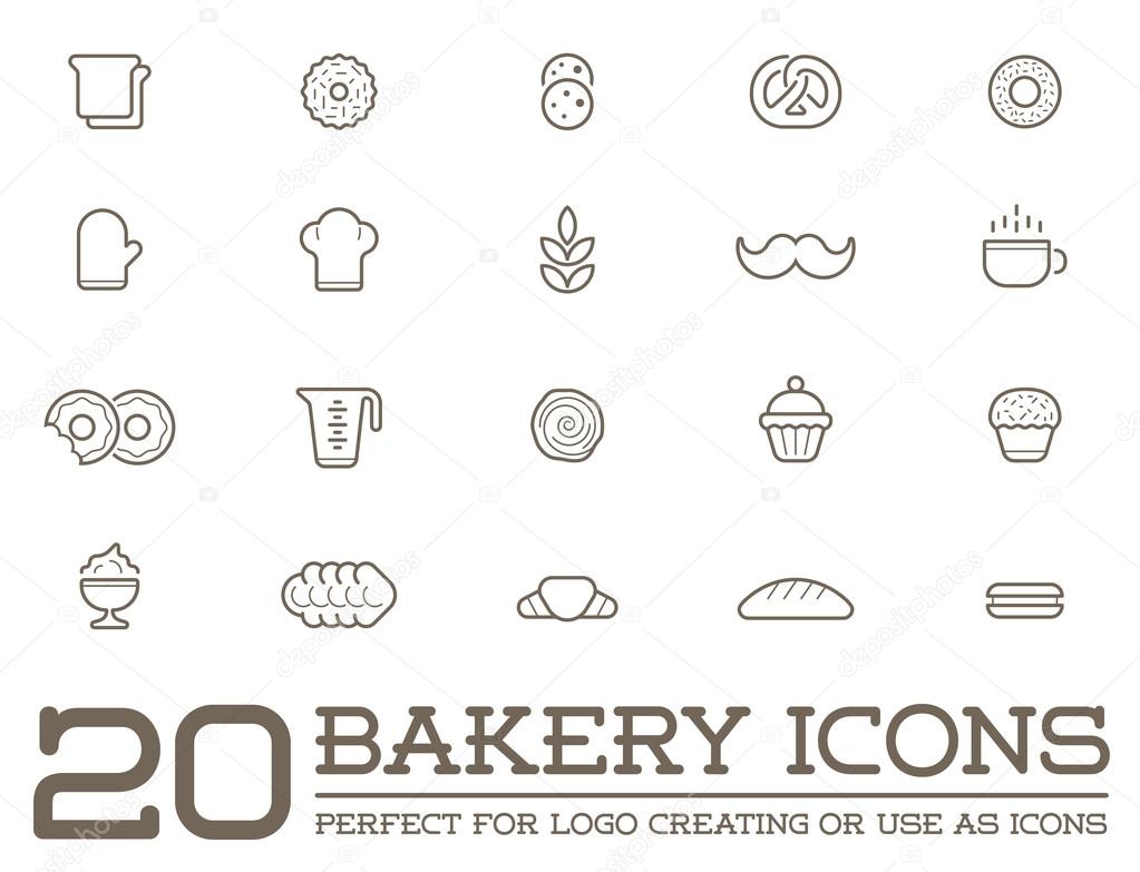 Bakery Pastry Elements and Bread Icons