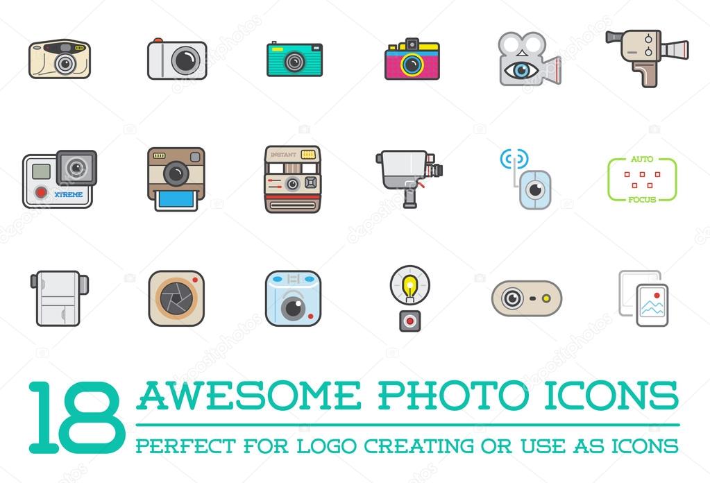 Photo Camera and Video Camera Icons