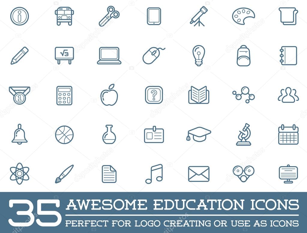Set of 35 Education Icons