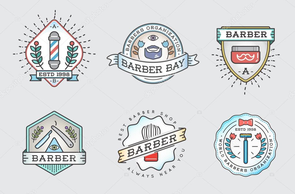 Barber Retro Design Logotype Set