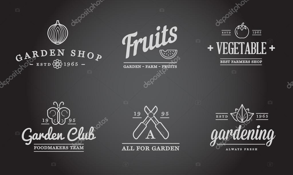 Set of Vector Garden and Farm Elements and Fruits or Vegetables Icons Illustration can be used as Logo or Icon in premium quality
