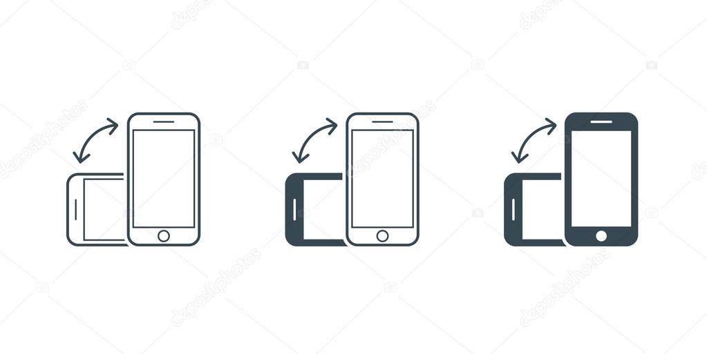 Rotate Smartphone or Cellular Phone Icons