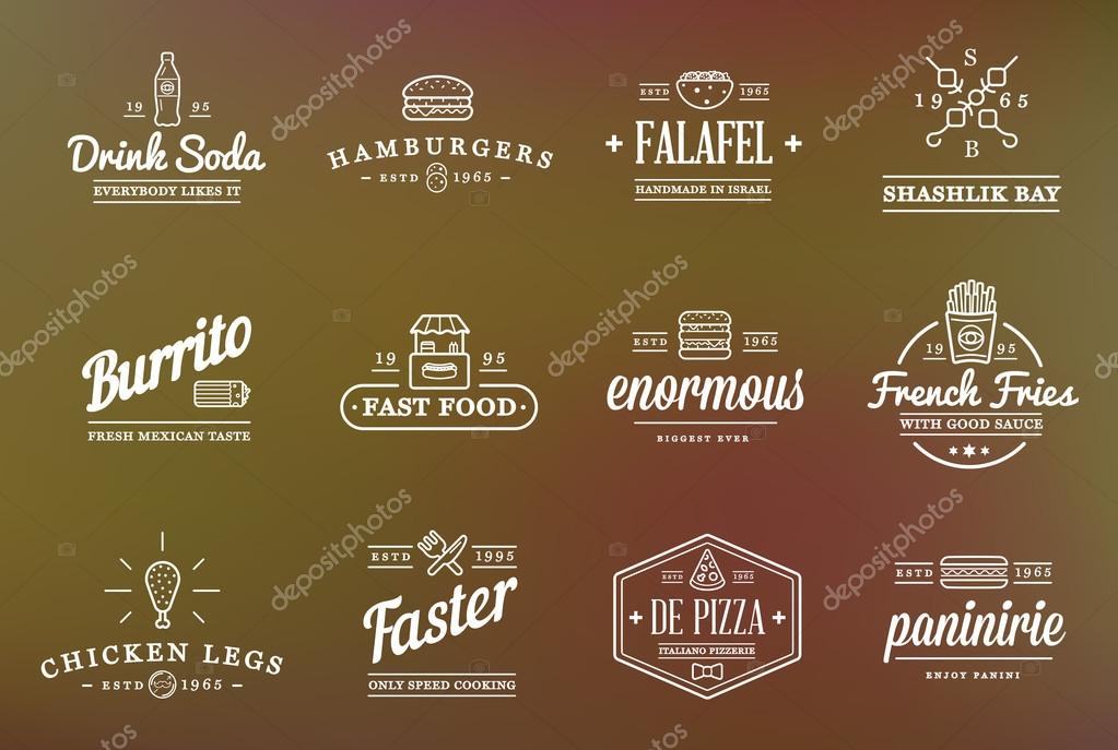 Set of Vector Fastfood Fast Food Elements Icons and Equipment as Illustration can be used as Logo or Icon in premium quality