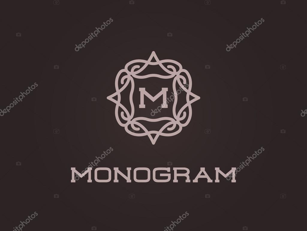 Compact Monogram Design Template with Letter M. Vector Illustration Premium Elegant Quality